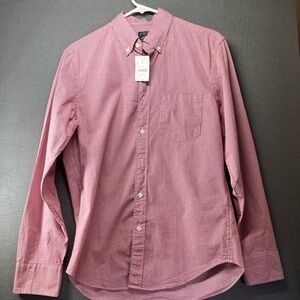 J. Crew Red Slim untucked Button Down long sleeve Shirt Classic Fit